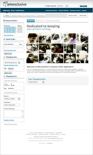 AM Exclusive Ordering System Home Page